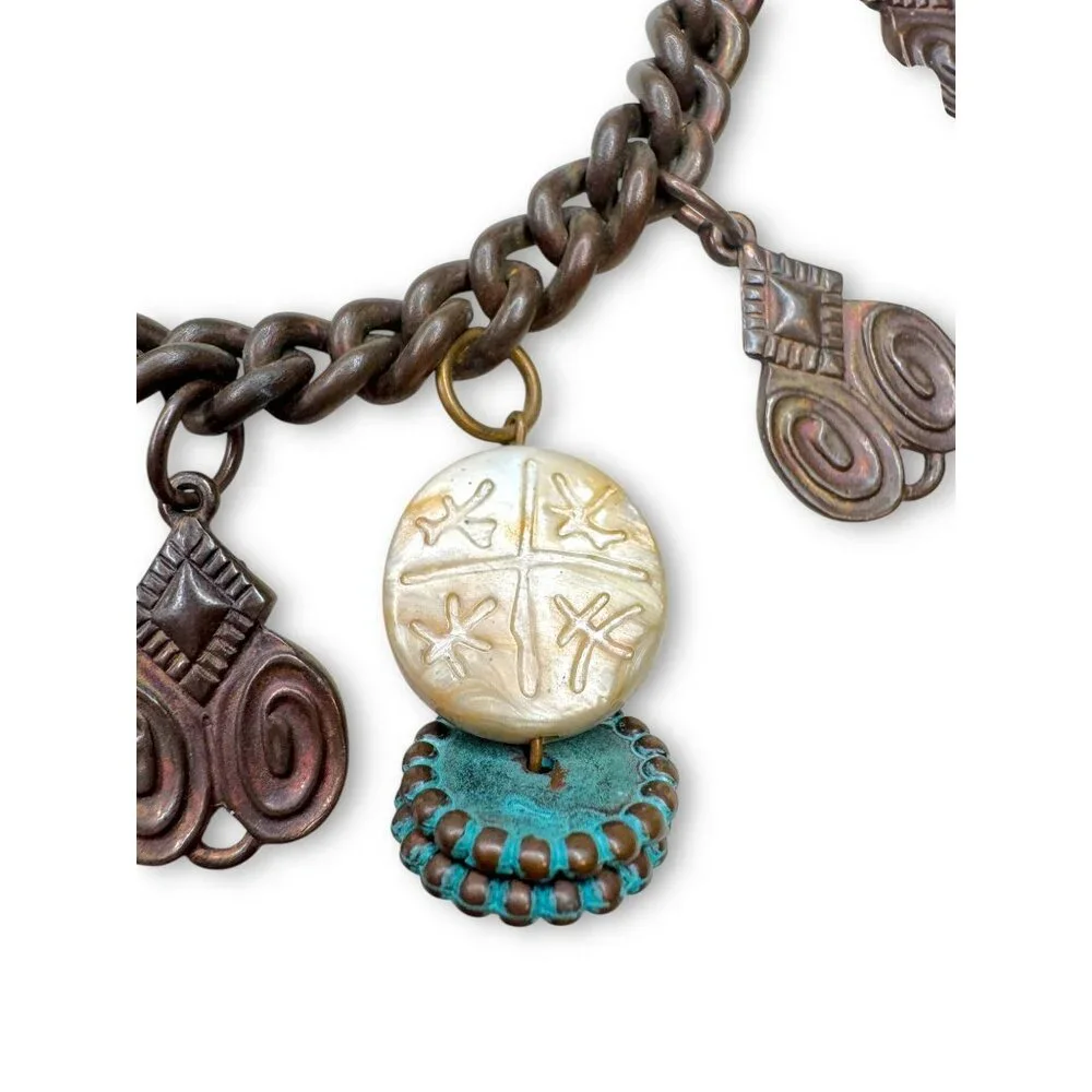 Kate Hines Chunky 80s Copper Charm Bracelet - Picture 3 of 9